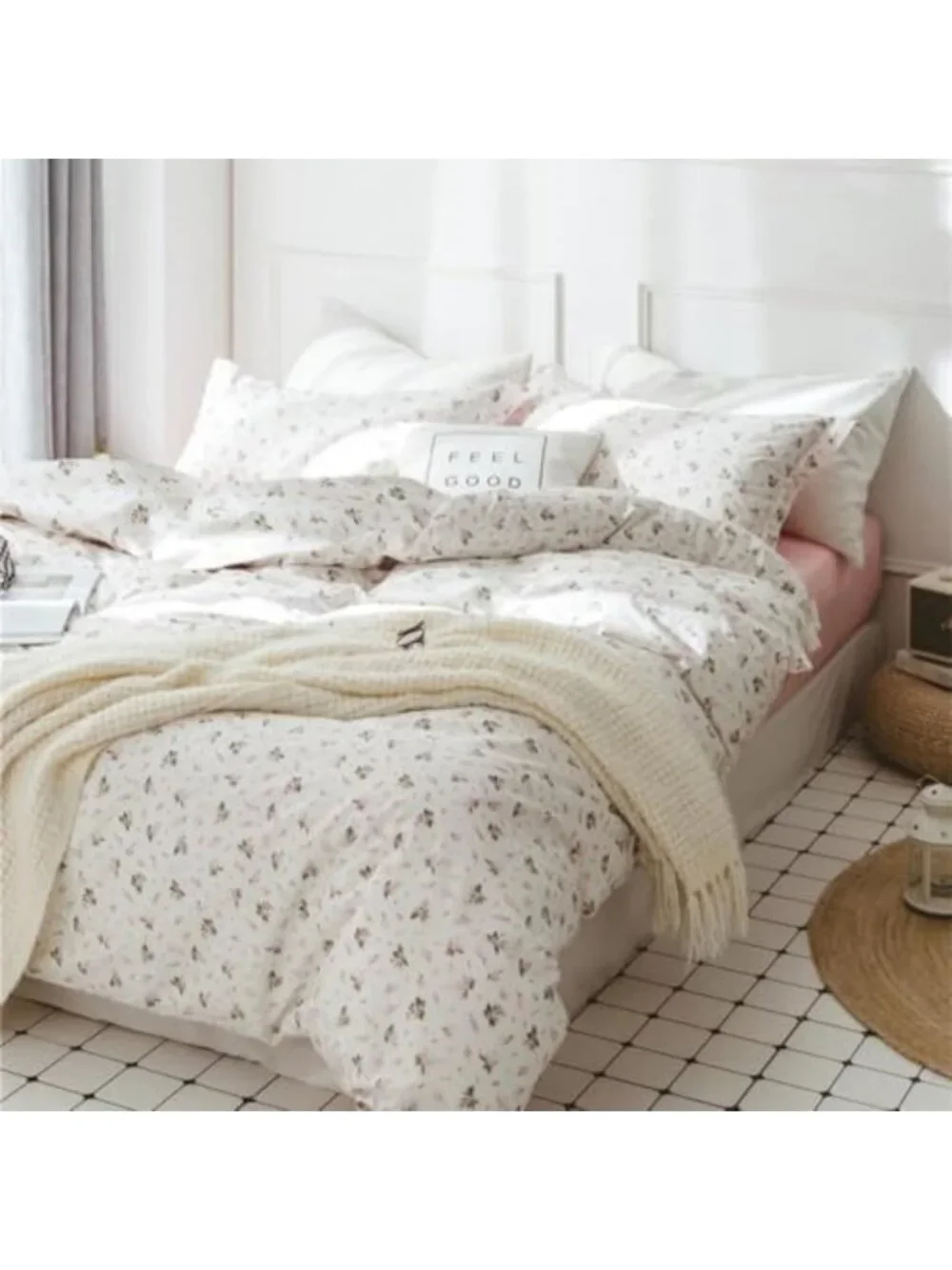 Floral Twin XL Comforter Set - Soft Vintage Pink & White Garden Bedding with 2
